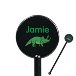 Dinosaurs 5.5" Round Plastic Stir Sticks - Black - Single Sided (Personalized)