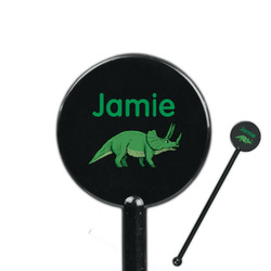 Dinosaurs 5.5" Round Plastic Stir Sticks - Black - Single Sided (Personalized)