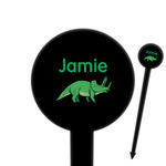 Dinosaurs 6" Round Plastic Food Picks - Black - Single Sided (Personalized)