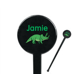 Dinosaurs 7" Round Plastic Stir Sticks - Black - Double Sided (Personalized)