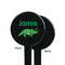 Dinosaurs Black Plastic 7" Stir Stick - Single Sided - Round - Front & Back