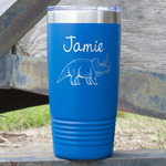 Dinosaurs 20 oz Stainless Steel Tumbler - Royal Blue - Double Sided (Personalized)