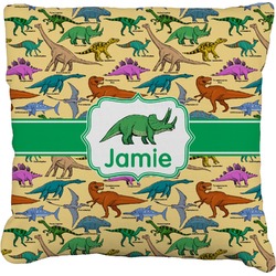 Dinosaurs Faux-Linen Throw Pillow 18" (Personalized)