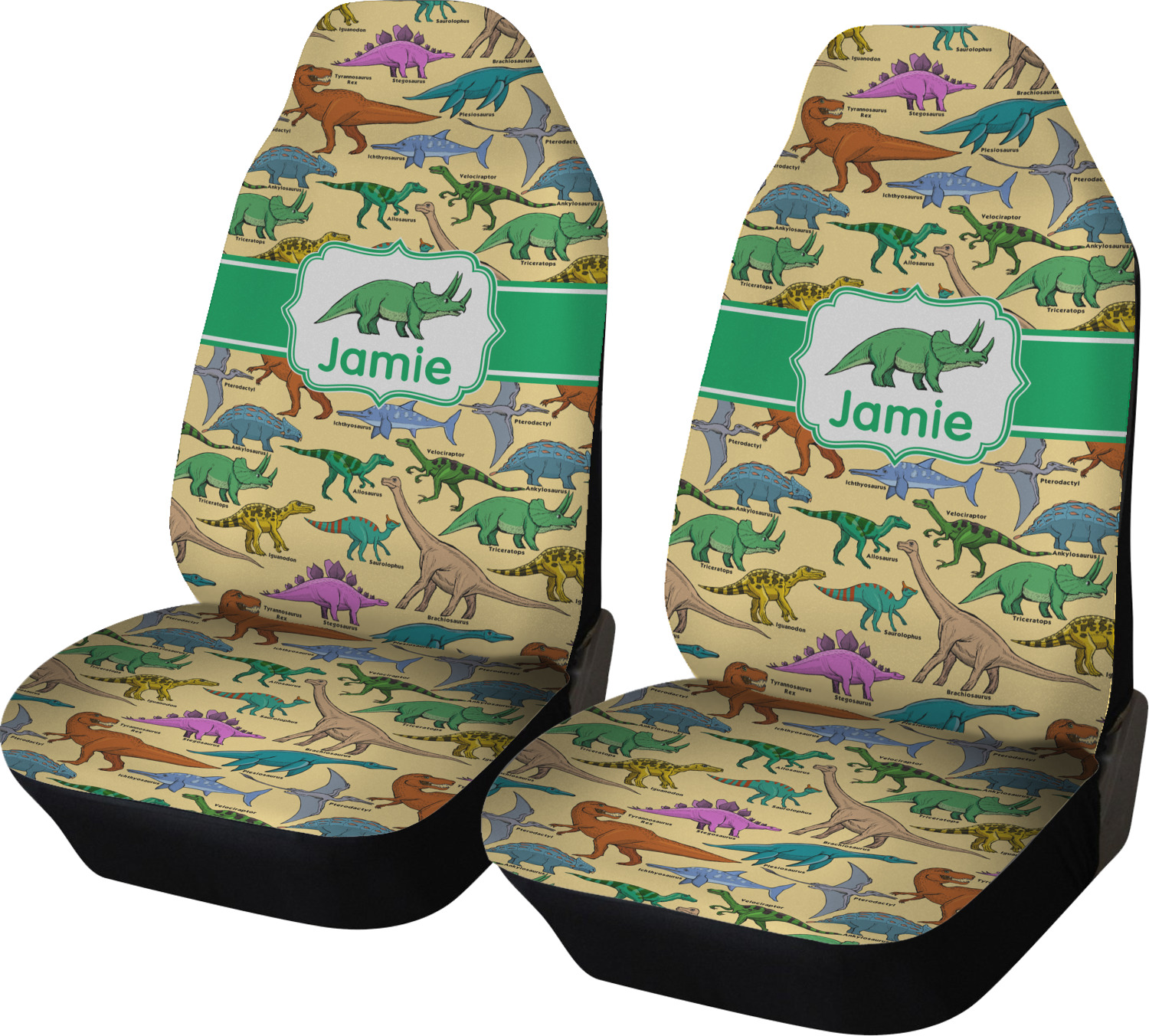 Dinosaurs Car Seat Covers Set Of Two Personalized Youcustomizeit
