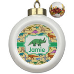 Dinosaurs Ceramic Ball Ornaments - Poinsettia Garland (Personalized)