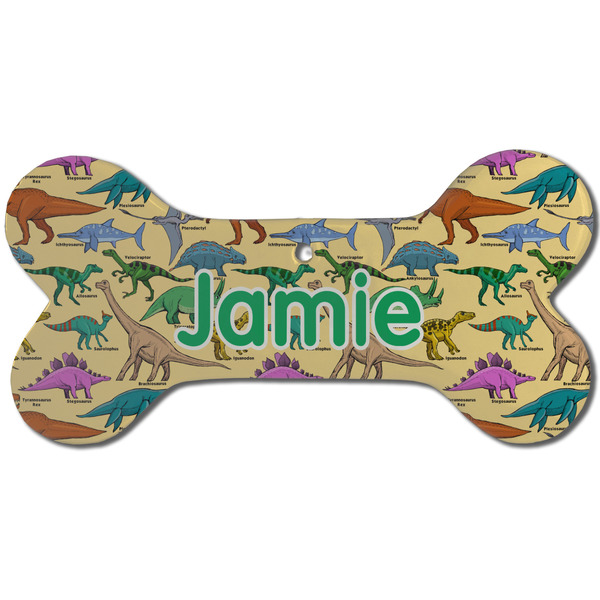 Custom Dinosaurs Ceramic Dog Ornament - Front w/ Name or Text