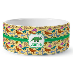 Dinosaurs Ceramic Dog Bowl - Medium (Personalized)