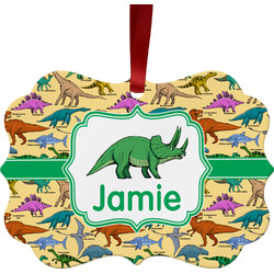 Dinosaurs Metal Frame Ornament - Double Sided w/ Name or Text
