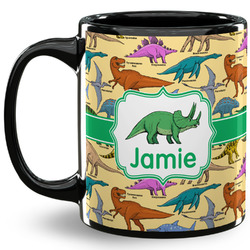 Dinosaurs 11 Oz Coffee Mug - Black (Personalized)