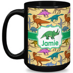 Dinosaurs 15 Oz Coffee Mug - Black (Personalized)