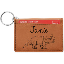 Dinosaurs Leatherette Keychain ID Holder - Double Sided (Personalized)