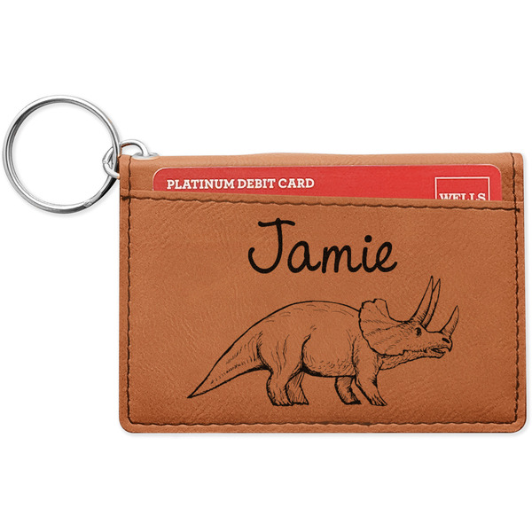 Custom Dinosaurs Leatherette Keychain ID Holder - Single Sided (Personalized)