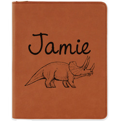 Dinosaurs Leatherette Zipper Portfolio with Notepad - Double Sided (Personalized)