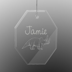 Dinosaurs Engraved Glass Ornament - Octagon (Personalized)