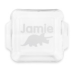 Dinosaurs Glass Cake Dish with Truefit Lid - 8in x 8in (Personalized)