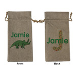 Dinosaurs Large Burlap Gift Bag - Front & Back (Personalized)