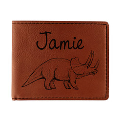 Dinosaurs Leatherette Bifold Wallet - Double Sided (Personalized)