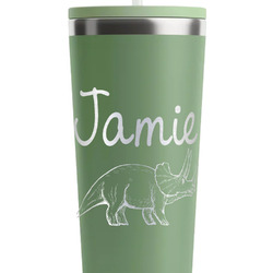 Dinosaurs RTIC Everyday Tumbler with Straw - 28oz - Light Green - Double-Sided (Personalized)