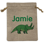 Dinosaurs Medium Burlap Gift Bag - Front (Personalized)