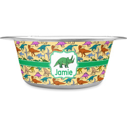 Dinosaurs Stainless Steel Dog Bowl - Large (Personalized)
