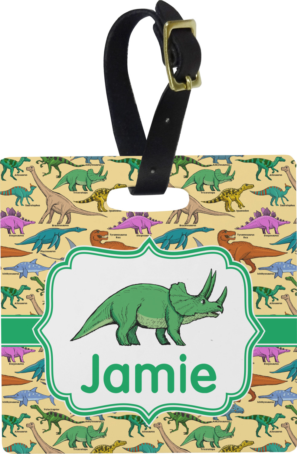 dinosaur luggage tag