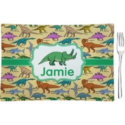 Dinosaurs Rectangular Glass Appetizer / Dessert Plate - Single or Set (Personalized)