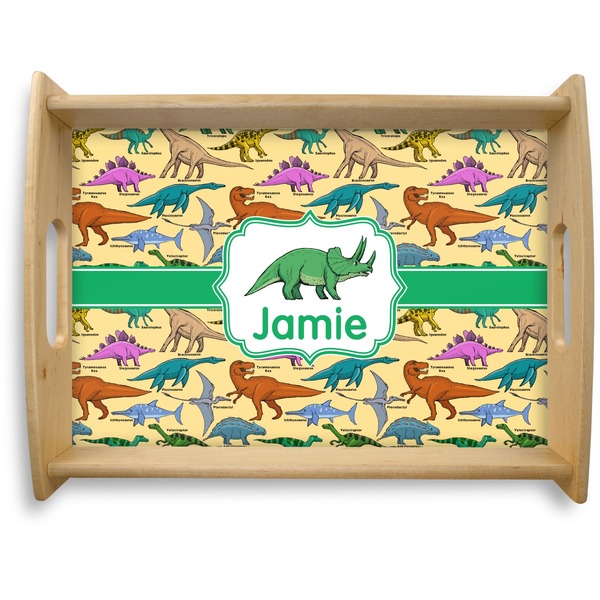 Custom Dinosaurs Natural Wooden Tray - Large (Personalized)