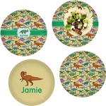 Dinosaurs Set of 4 Glass Lunch / Dinner Plate 10" (Personalized)