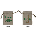 Dinosaurs Small Burlap Gift Bag - Front & Back (Personalized)