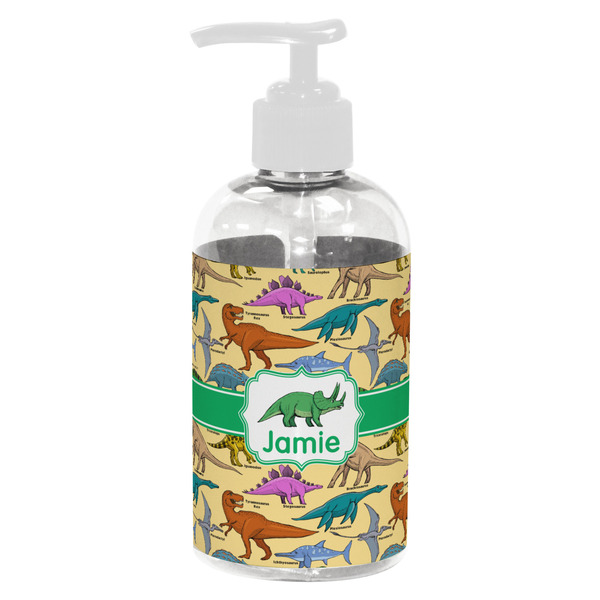 Custom Dinosaurs Plastic Soap / Lotion Dispenser (8 oz - Small - White) (Personalized)