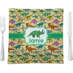 Dinosaurs 9.5" Glass Square Lunch / Dinner Plate- Single or Set of 4 (Personalized)