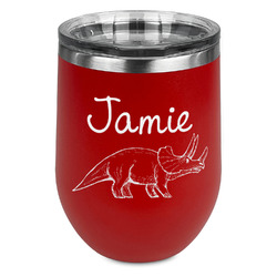 Dinosaurs Stemless Stainless Steel Wine Tumbler - Red - Double Sided (Personalized)