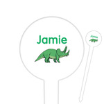 Dinosaurs 6" Round Plastic Food Picks - White - Double Sided (Personalized)