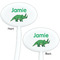 Dinosaurs White Plastic 7" Stir Stick - Double Sided - Oval - Front & Back