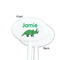 Dinosaurs White Plastic 7" Stir Stick - Single Sided - Oval - Front & Back