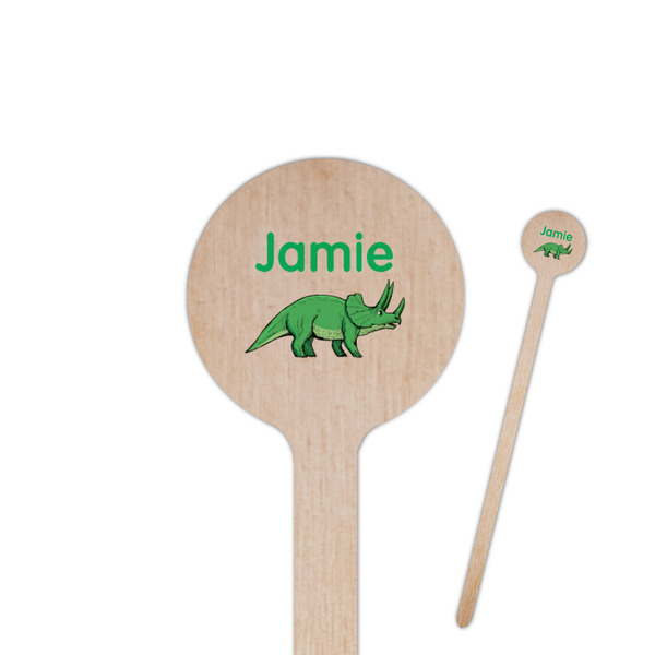 Custom Dinosaurs 7.5" Round Wooden Stir Sticks - Single Sided (Personalized)