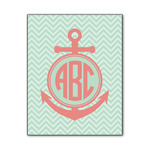 Chevron & Anchor Wood Print - 11x14 (Personalized)