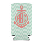 Chevron & Anchor Can Cooler (tall 12 oz) (Personalized)