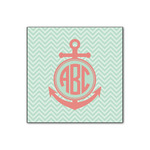 Chevron & Anchor Wood Print - 12x12 (Personalized)