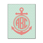 Chevron & Anchor Wood Print - 16x20 (Personalized)