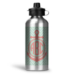 Chevron & Anchor Water Bottle - Aluminum - 20 oz (Personalized)