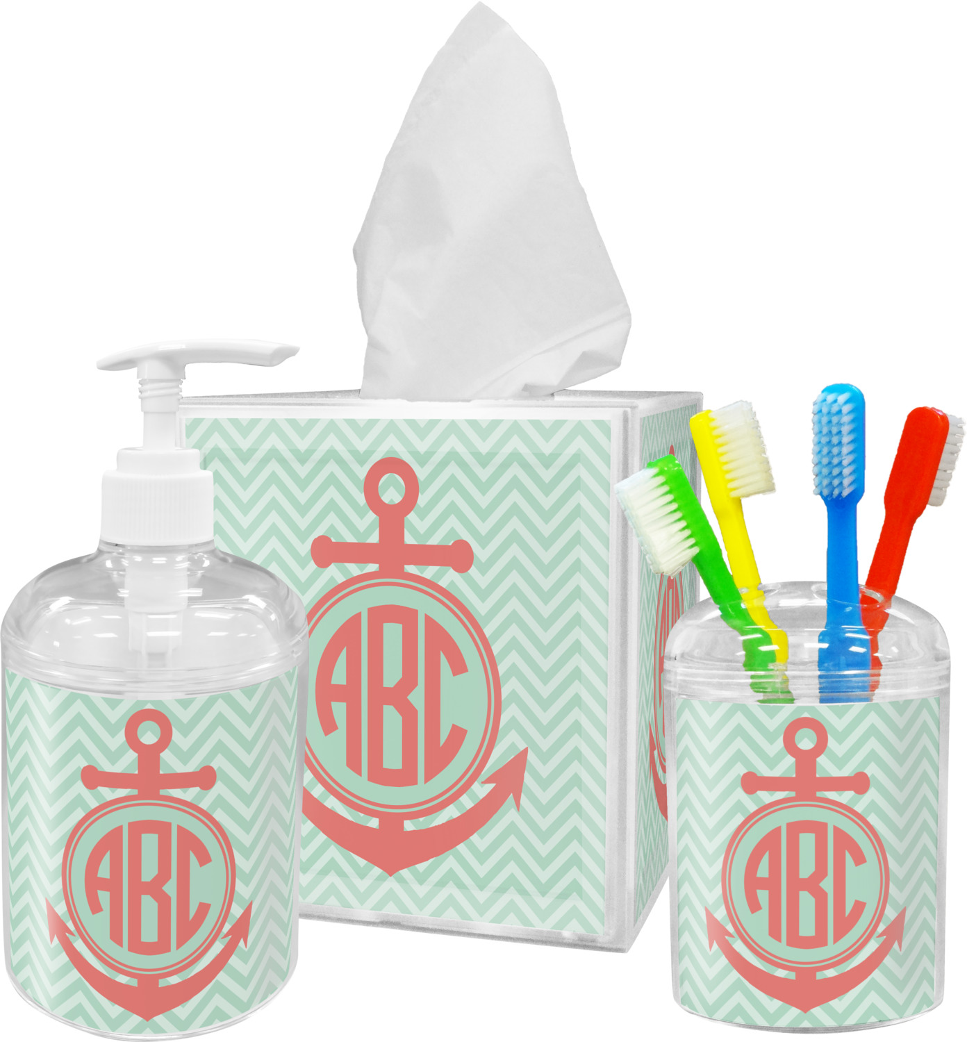 Chevron Anchor Bathroom Accessories Set Personalized Youcustomizeit