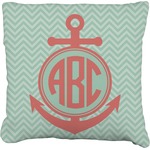 Chevron & Anchor Faux-Linen Throw Pillow 16" (Personalized)