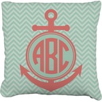 Chevron & Anchor Faux-Linen Throw Pillow 18" (Personalized)