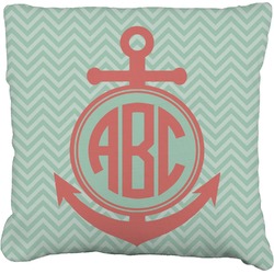 Chevron & Anchor Faux-Linen Throw Pillow (Personalized)