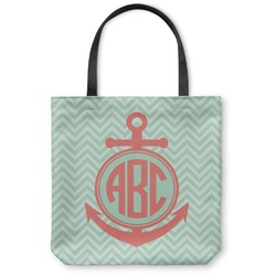 Chevron & Anchor Canvas Tote Bag - Large - 18"x18" (Personalized)