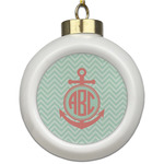 Chevron & Anchor Ceramic Ball Ornament (Personalized)