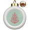 Chevron & Anchor Ceramic Christmas Ornament - Poinsettias (Front View)