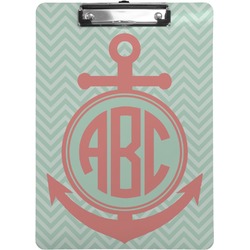 Chevron & Anchor Clipboard (Letter Size) (Personalized)