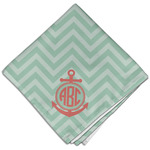 Chevron & Anchor Cloth Dinner Napkin - Single w/ Monogram